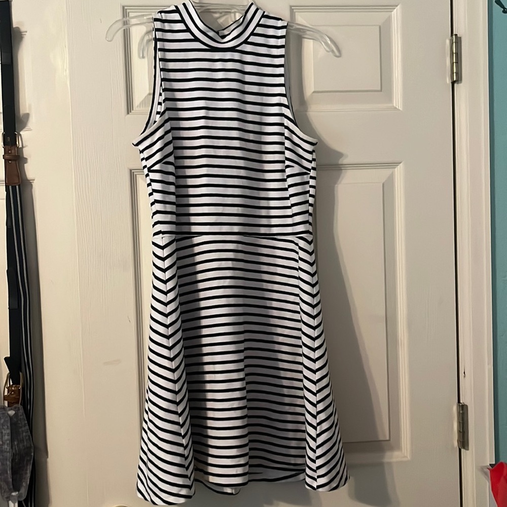 Black and white striped dress